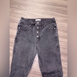 Madewell 10” High Rise Skinny Jeans Black Button Fly Size 29